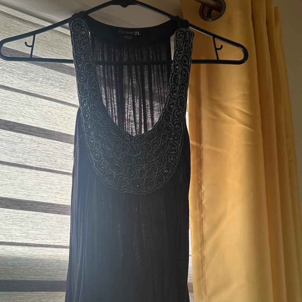 Forever 21 Black Beaded Halter Top